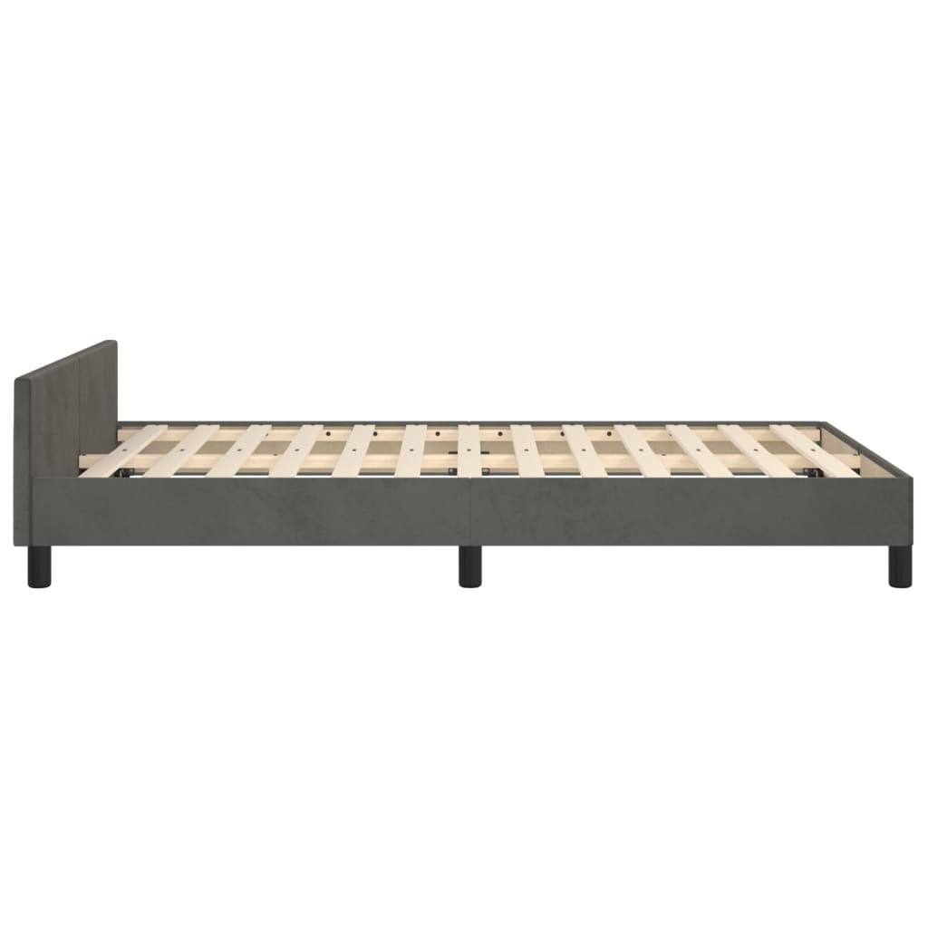 Cadre de lit sans matelas, velours, gris foncé, pour la chambre, 120 × 200 cm - 7