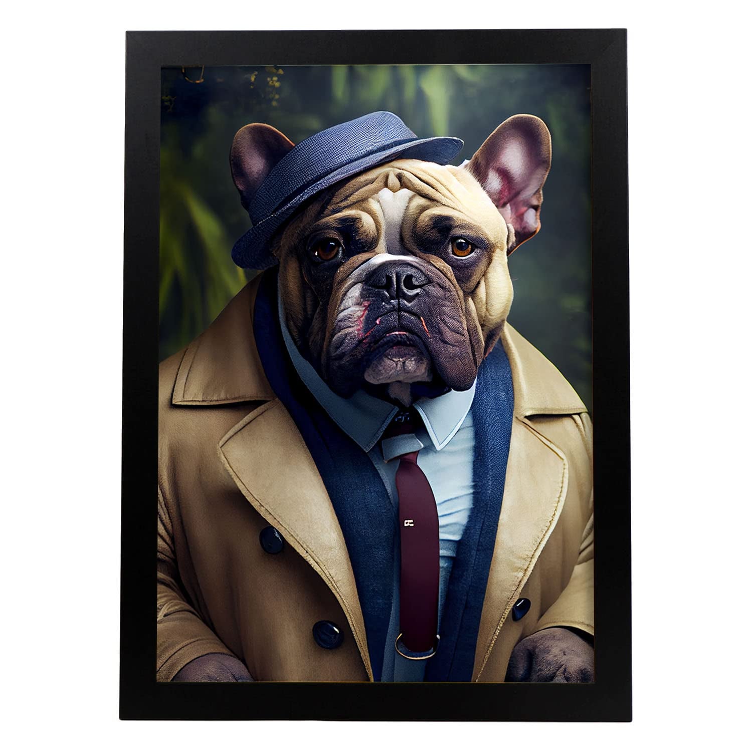 Nacnic lámina bulldog trajeado racional en estilo fotografía a todo color divertidas ilustraciones de animales con ropa humana diseño y a3 marco negro
