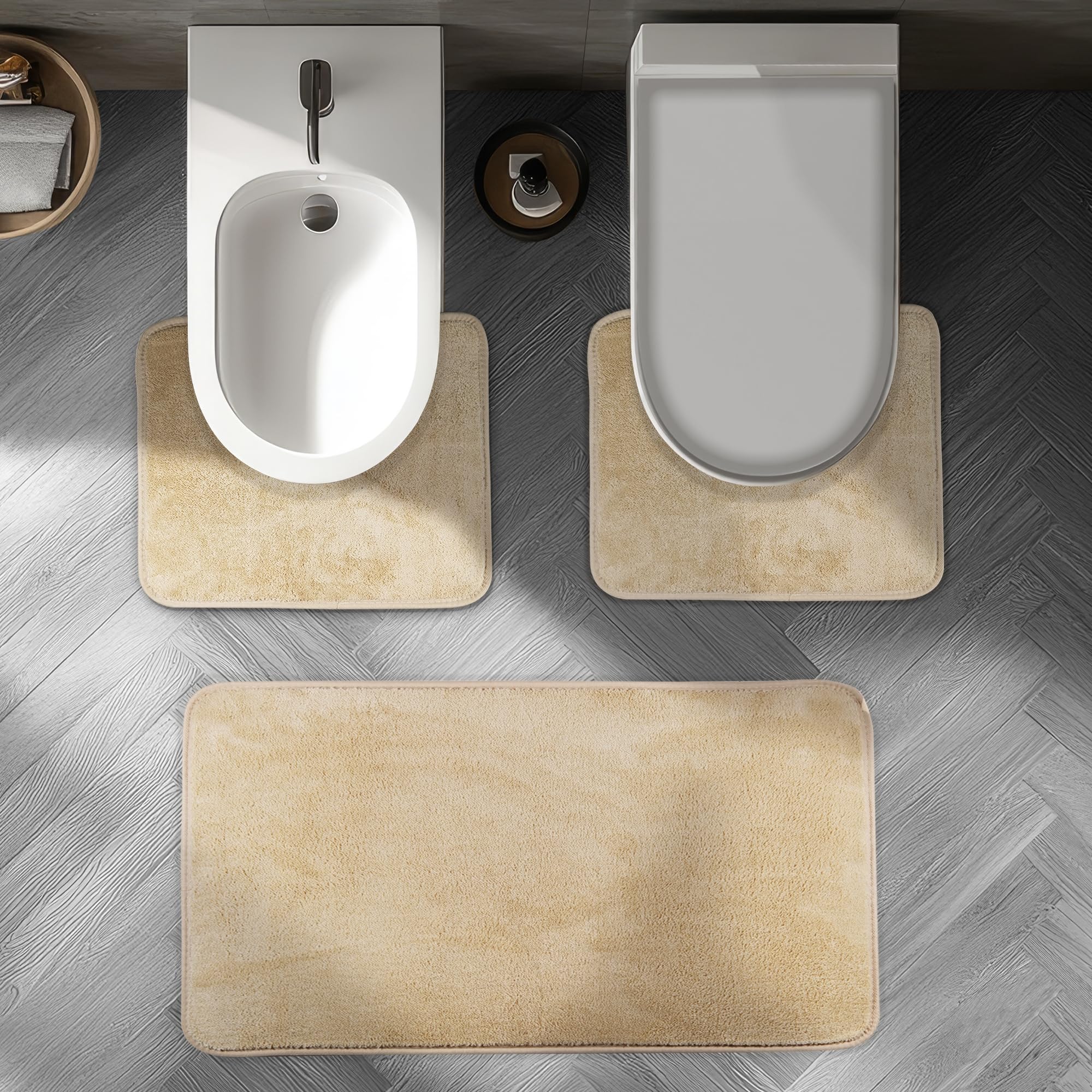 Set 3 pezzi di tappeti bagno PHP in puro cotone con antiscivolo Geco Grip Art. SIRIO Col. SALVIA