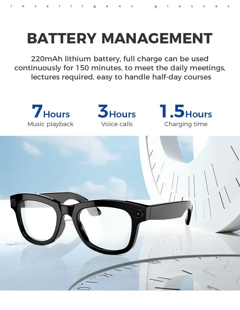 Lunettes intelligentes IA, multilingues, appels, enregistrement vidéo, traduction de photos - 5