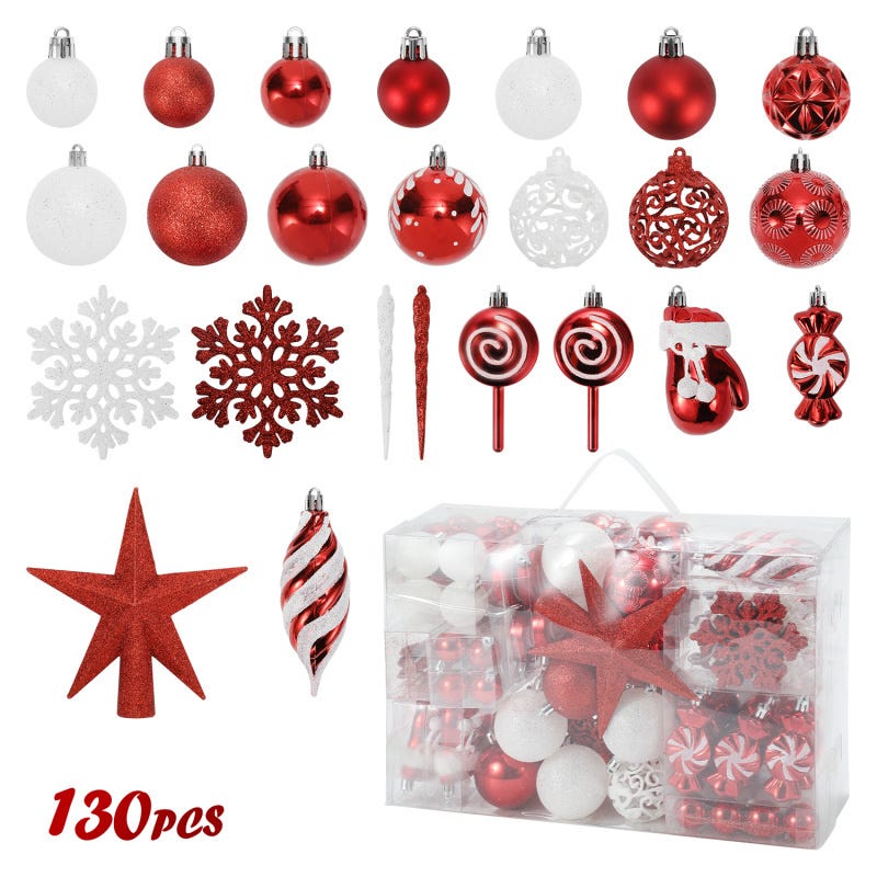 Set de 130 bolas de Navidad irrompibles de plastico 10 modelos