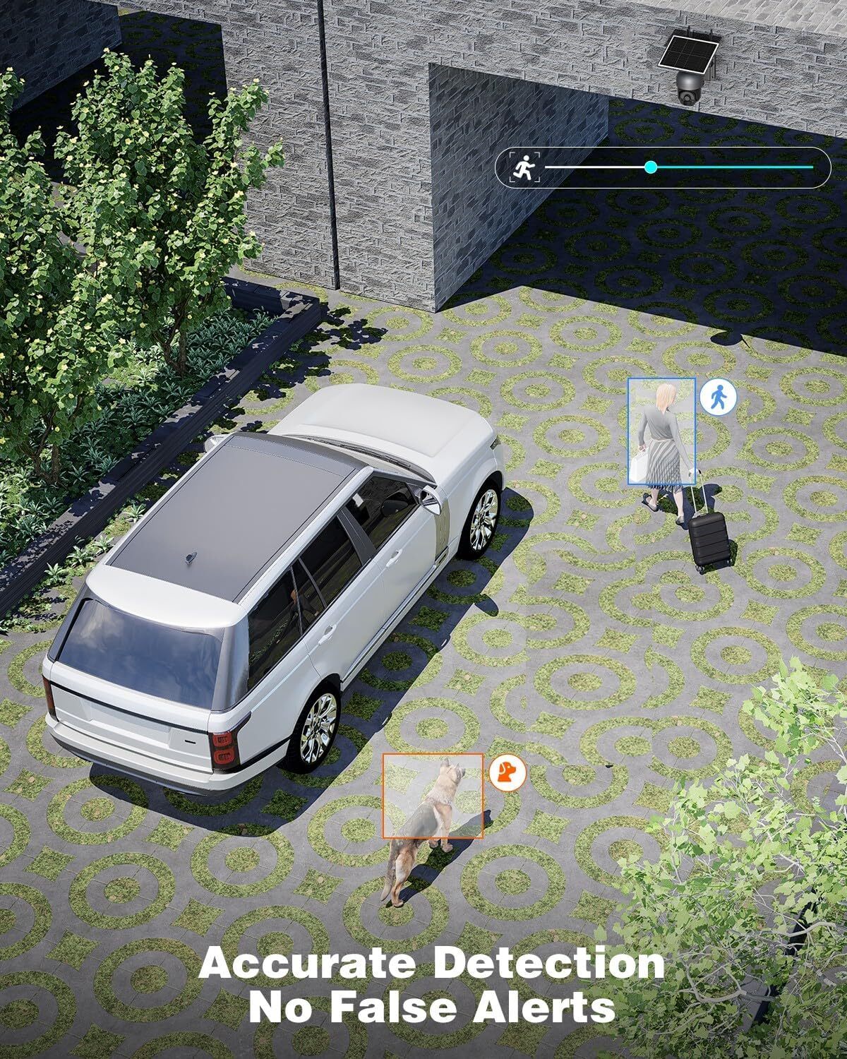 Caméra de surveillance sans fil Ctronics 5MP extérieure, panneau solaire 6W, alarme sonore et lumineuse, contrôle à distance via PC/téléphone, FTP - 3