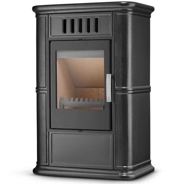 Piec kominek kaflowy piecyk koza wkład kominkowy OLBIA Grey 6,3 kW z dolotem powietrza