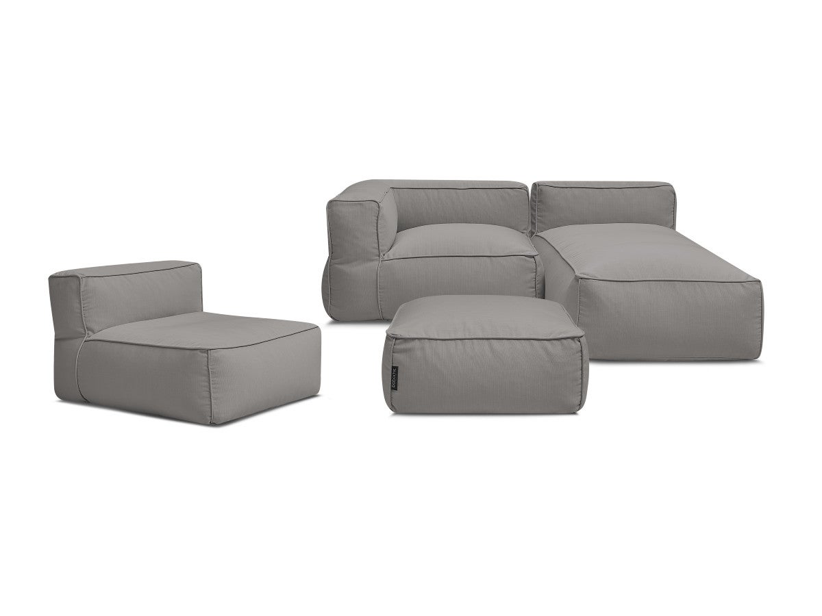 BOBOCHIC Canapé de jardin modulable GIULIA avec bâche de protection, 1 chauffeuse 1 place, 1 angle, 1 méridienne et 1 pouf Gris foncé - 4