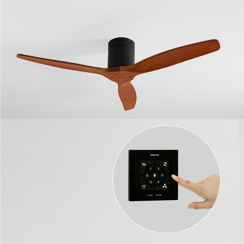 CREATE- WIND CALM M - Ventilador de teto silencioso de 40 W com pás técnicas em ABS Ø132cm - sem luz - com controlo de parede - 2