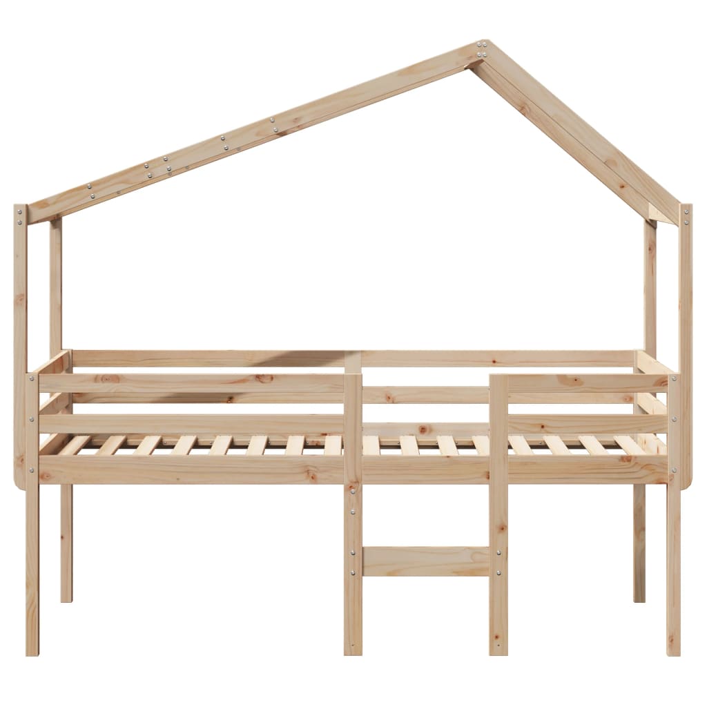 Lit haut avec toit 75x190 cm bois de pin massif - 4