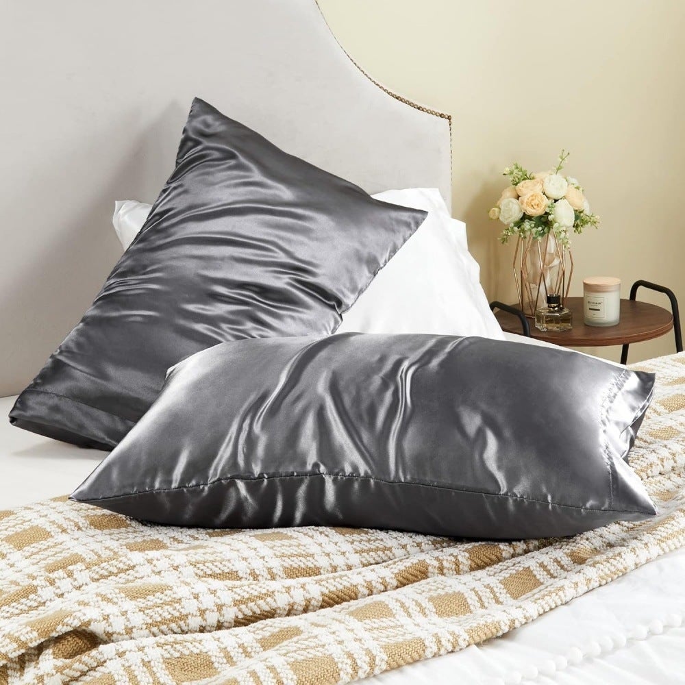 Lot de 2 taies d'oreiller en satin doux, lisses et infroissables pour homme et femme，Standard (20x26 Inch) - 5