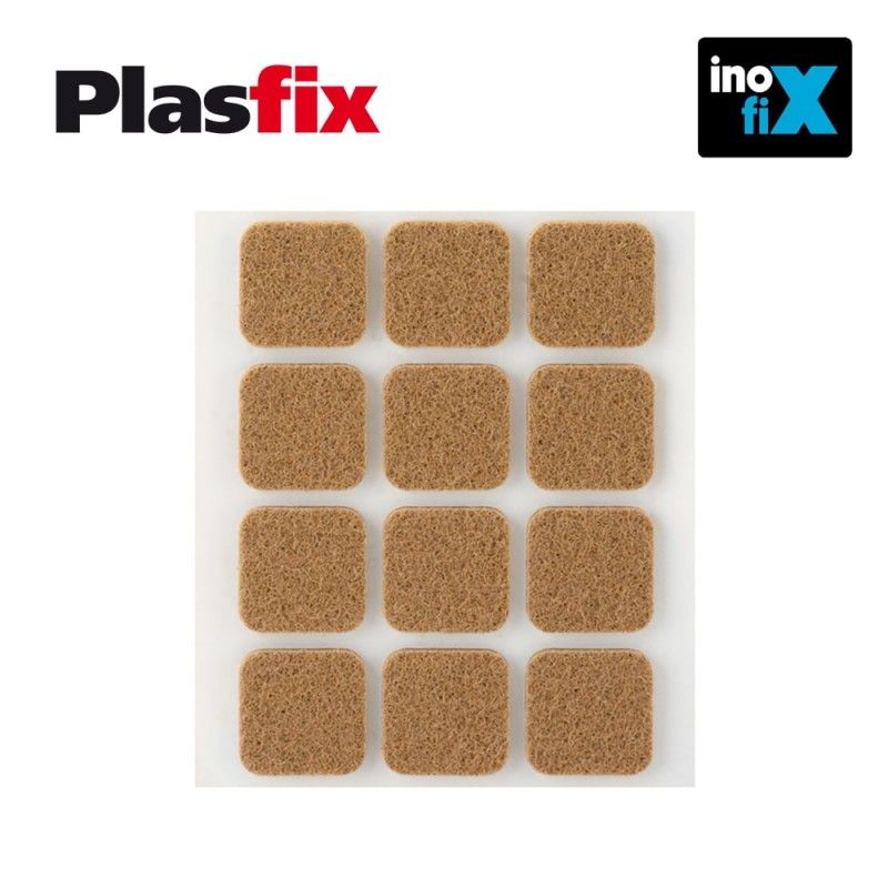 Pack de 12 patins en feutre marron synthetiques adhesifs 22x22mm plasfix inofix - 3