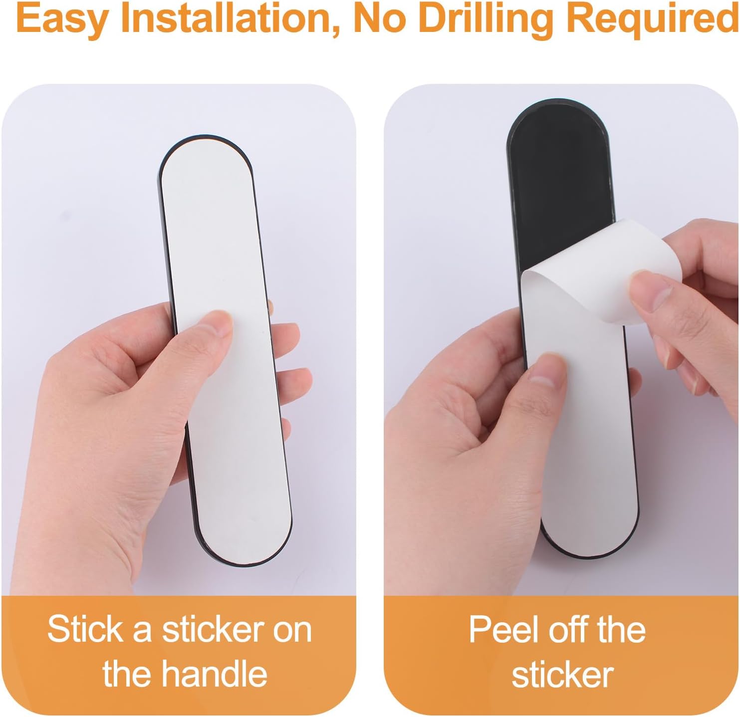 2 poignées de porte coulissantes ovales noir de 15 cm autocollantes, poignées de porte affleurantes en aluminium, pour portes de grange coulissantes, - 5