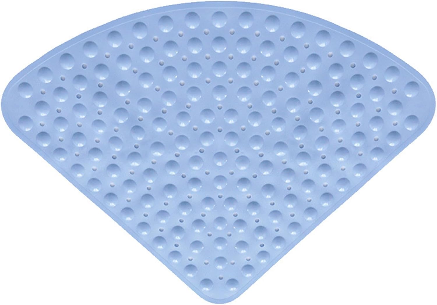 Mata antypoślizgowa narożna pod prysznic, 54 x 54 cm, do natrysków wewnętrznych, z przyssawką, wachlarzowata, jasnoniebieska