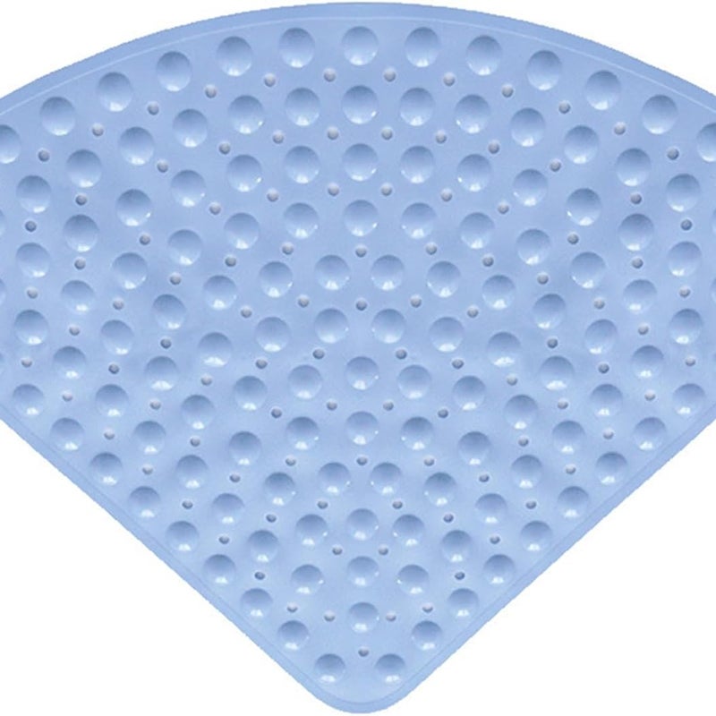 Mata antypoślizgowa narożna pod prysznic, 54 x 54 cm, do natrysków wewnętrznych, z przyssawką, wachlarzowata, jasnoniebieska