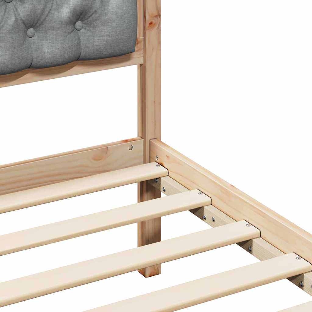 Cadre de lit gris clair, pin massif, pour la chambre, 135 × 190 cm - 8