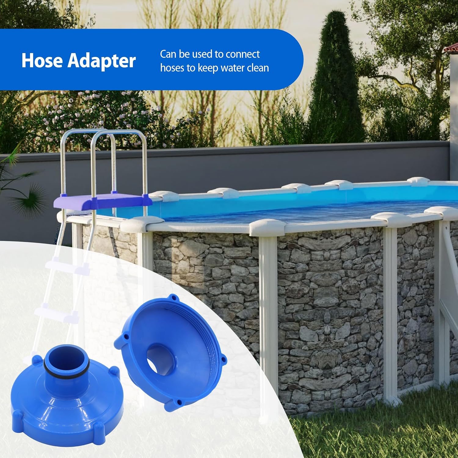Adaptateur Traîneau Raccord Vis 80 mm Tube 32 mm - Bleu - Compatible Filtre Intex 11070 pour Nettoyage de Piscine Efficace - 4