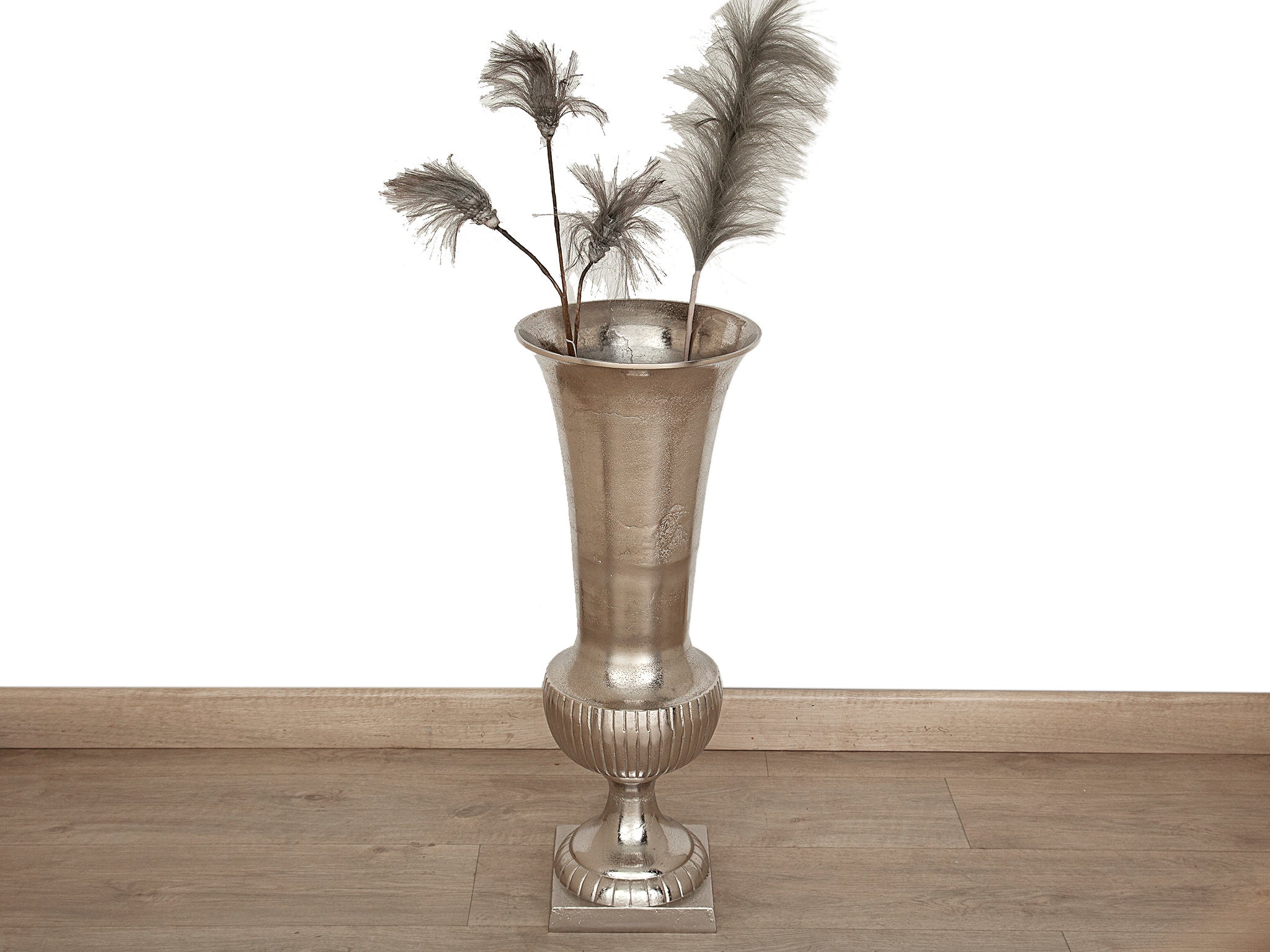 5181406 Vase Décoratif En Métal Argenté 43,2. [Z1374