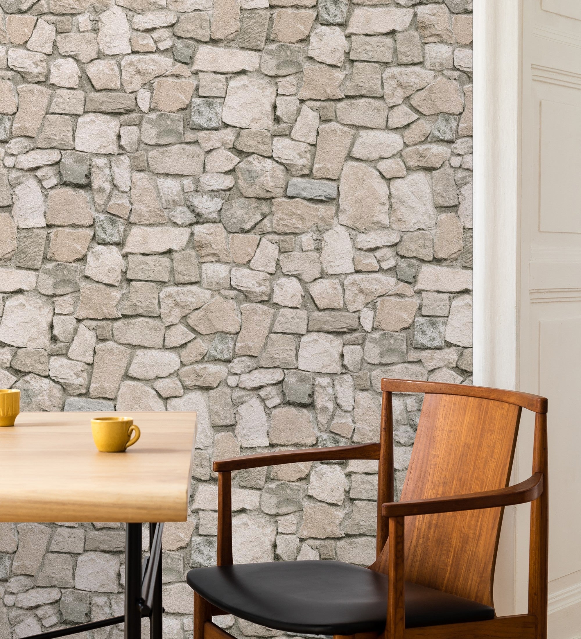 Papier peint effet mur de pierre beige rustique texturé - Salonio 453841 de GAULAN - Rouleaux de 10 m x 0,53 m - 6