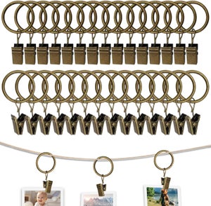 Anelli di metallo 20 Pezzi 30MM anelli per tende con clip Anelli e Ganci per Ten
