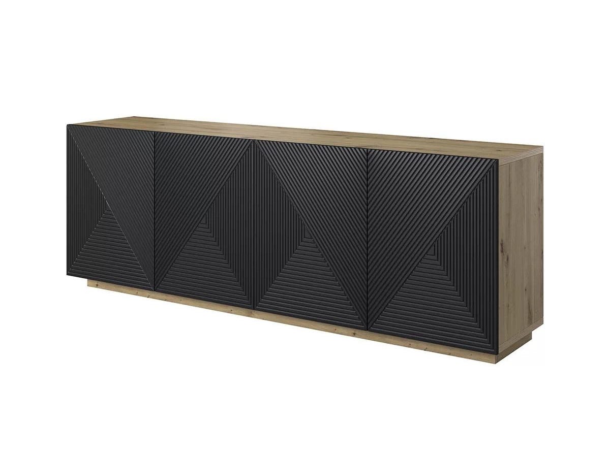 Merlin Alice Buffet 4 portes 200 cm ALICE BOBOCHIC Chêne et noir | Leroy Merlin