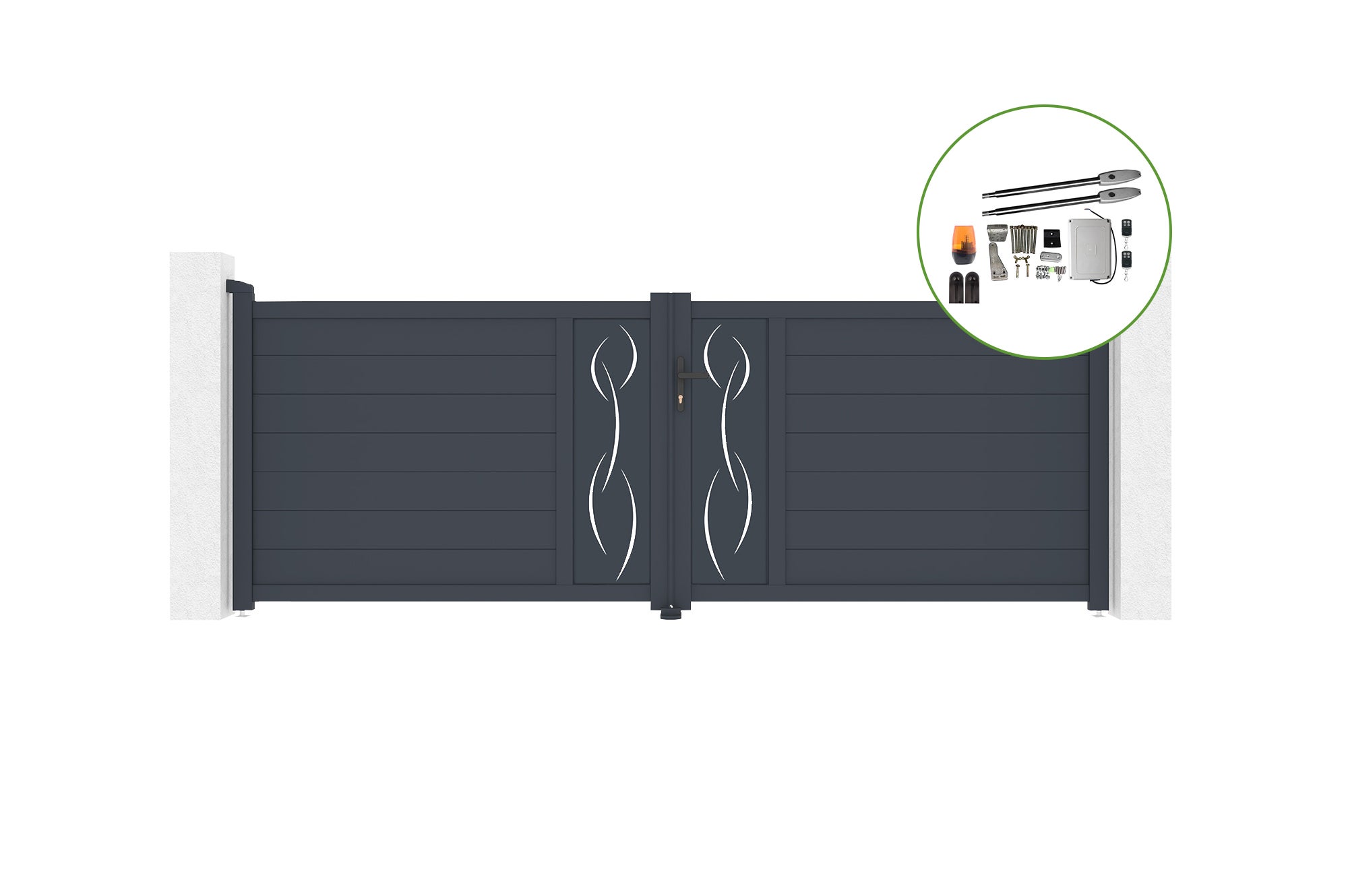 Brama skrzydłowa 3,5m LIFE H.120cm aluminiowa + napęd TANKER B250
