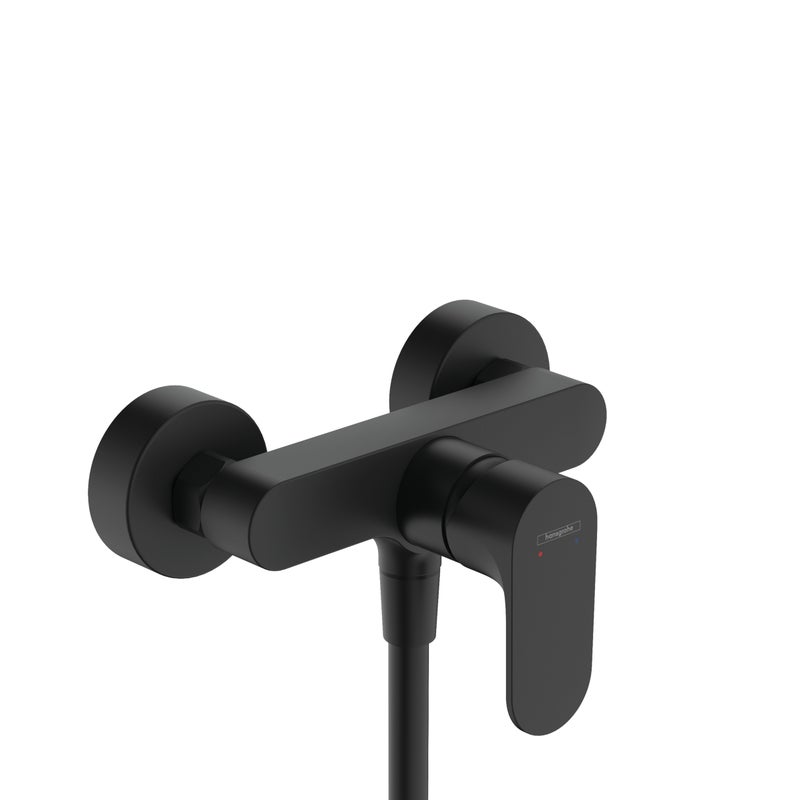 Jednouchwytowa bateria prysznicowa Hansgrohe Rebris E natynkowa czarny mat