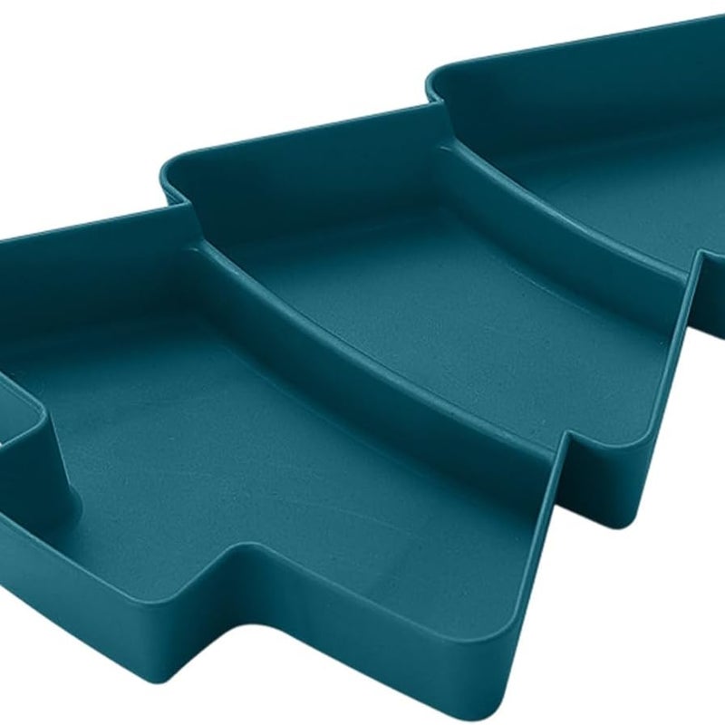 Ciemnozielony talerz na owoce w kształcie choinki, 18,3 x 25,4 cm, 1 taca imprezowa z przegródkami do przechowywania przekąsek i orzechów