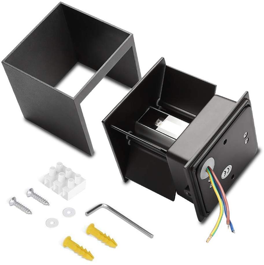 Applique murale d'extérieur LED Cube 12 W, étanche IP65, angle d'éclairage réglable, noir, lumière naturelle 4000K - 5