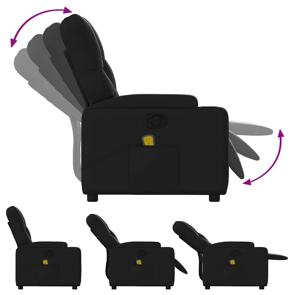 Fauteuil de Salon，Chaise，Fauteuil de massage inclinable noir similicuir - 5
