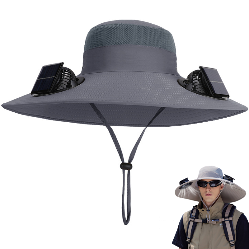 Kapelusz z wentylatorem słonecznym kapelusz przeciwsłoneczny szerokim rondem wentylatorami słonecznymi ładowany przez USB odpinany kapelusz wędkarski