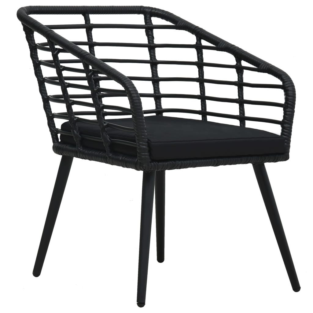 Chaises de jardin 2 pcs avec coussins Résine tressée Noir 4 - 2