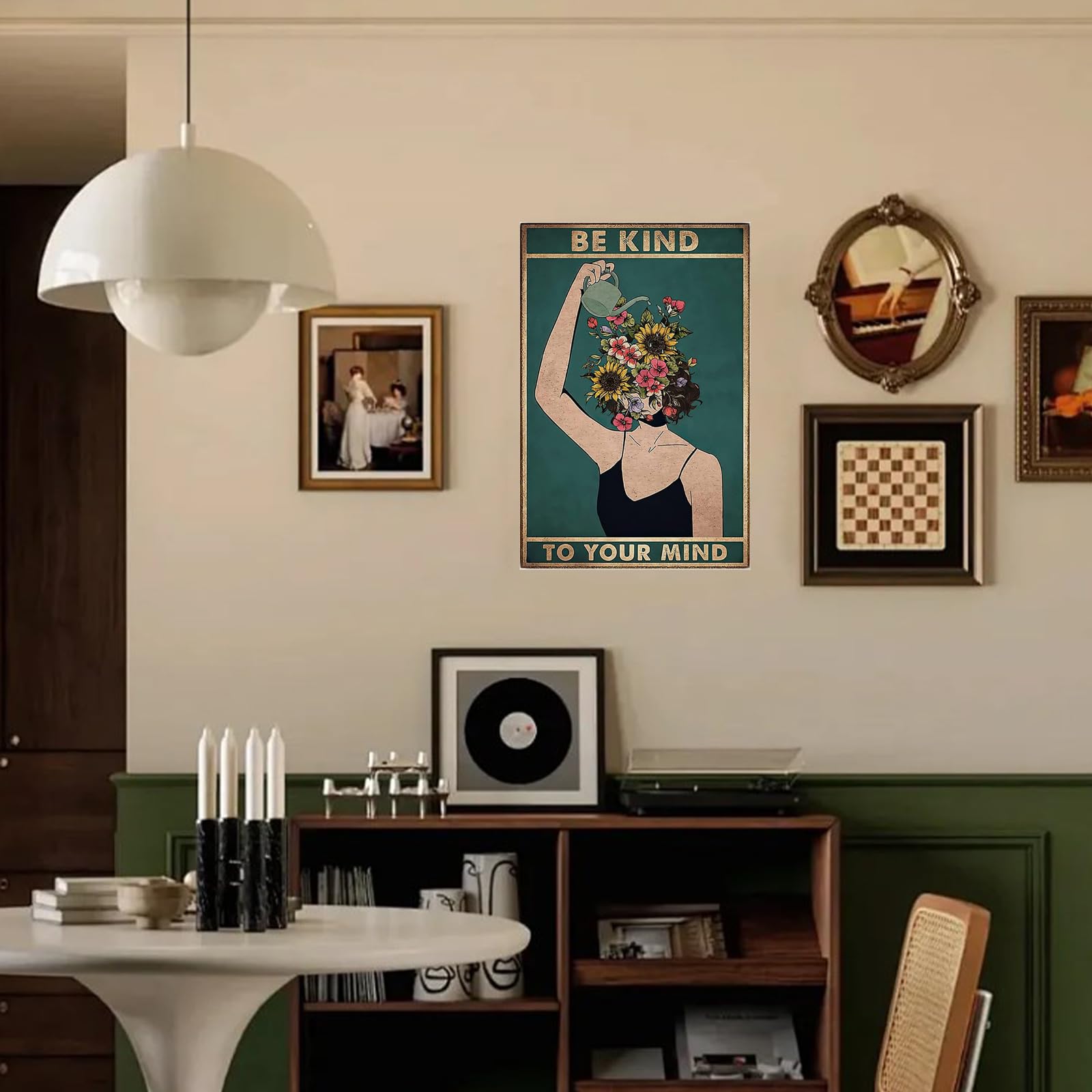 Affiche vintage 30x40cm, décoration murale avec cadre photo, art mural soyez gentil avec votre cœur, convient au salon ou au bureau - 5