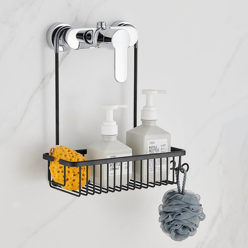 Aluminiowa półka prysznicowa, mydelniczka bez wiercenia, 29 x 12 x 37 cm, czarna