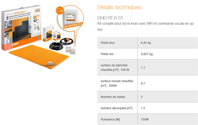 Kit de chauffage sol/mur électrique wifi à commande vocale DITRA HEAT E DUO S SCHLUTER - 1.5 m²