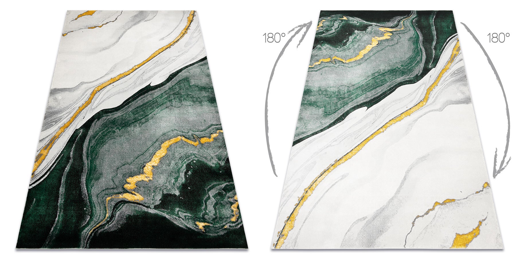 Dywan EMERALD ekskluzywny 1017 glamour, stylowy marmur butelkowa zieleń / złoty 160x220 cm - 2