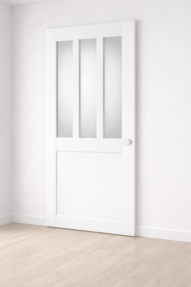 Porte Coulissante Atelier Blanc Vitre Depoli H204 X L93 Cm, Coquilles Blanc Gd Menuiseries