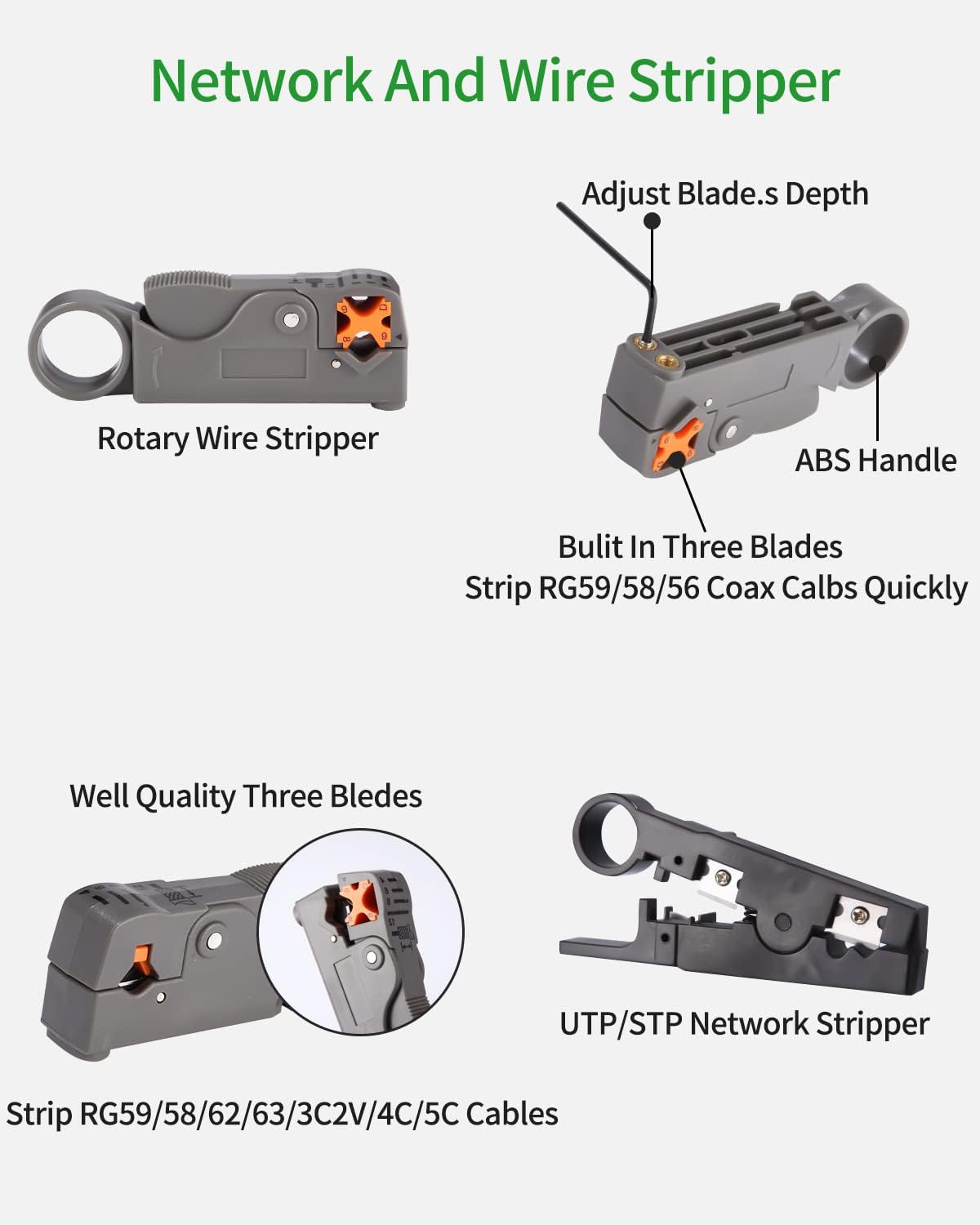 Kit 12 in 1 con tester per cavi LAN e crimpatrice RJ11/45, per la manutenzione professionale o domestica della rete. - 4