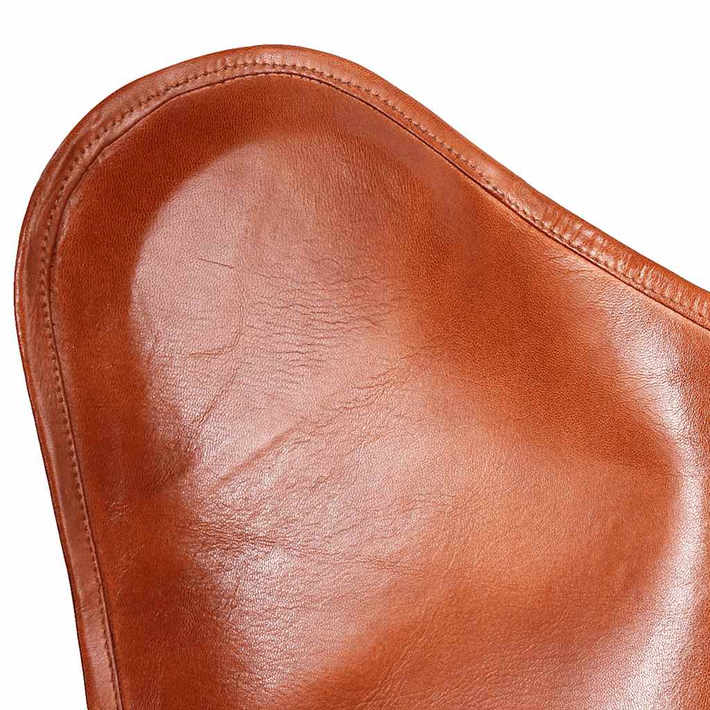 Chaise papillon Marron Cuir véritable - 6