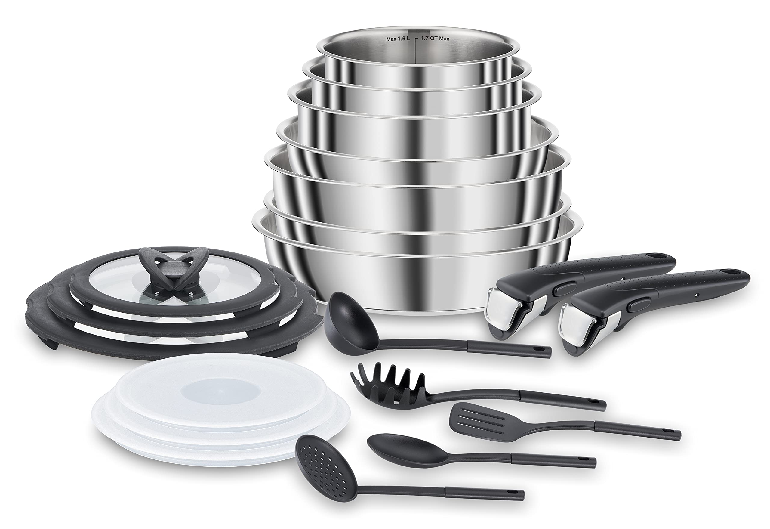 LOLYKITCH Set Di Padelle In Acciaio Inox A Tre Strati Da 20-25,4 Cm E