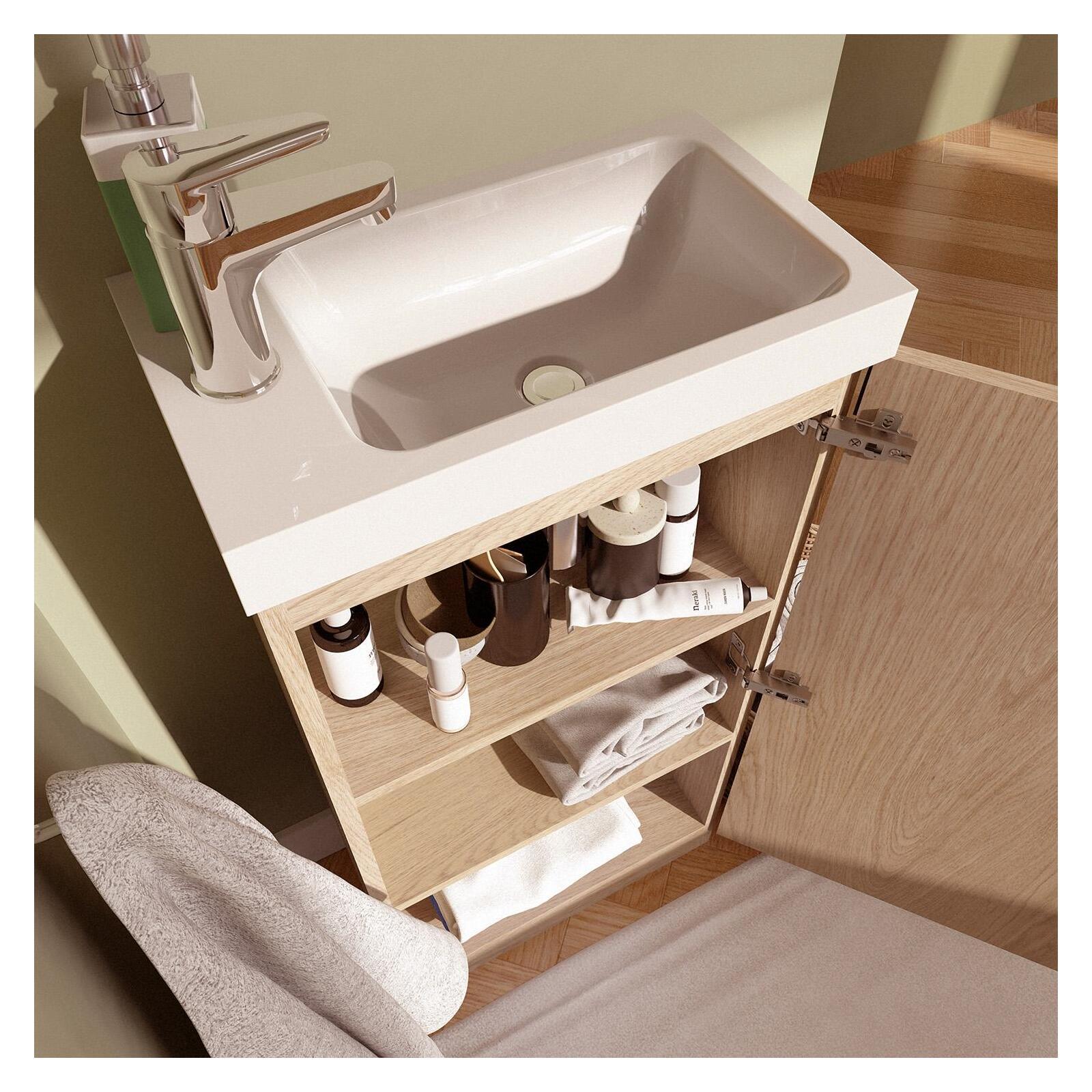 Meuble lave-mains sur pieds JOHANN décor chêne - 8