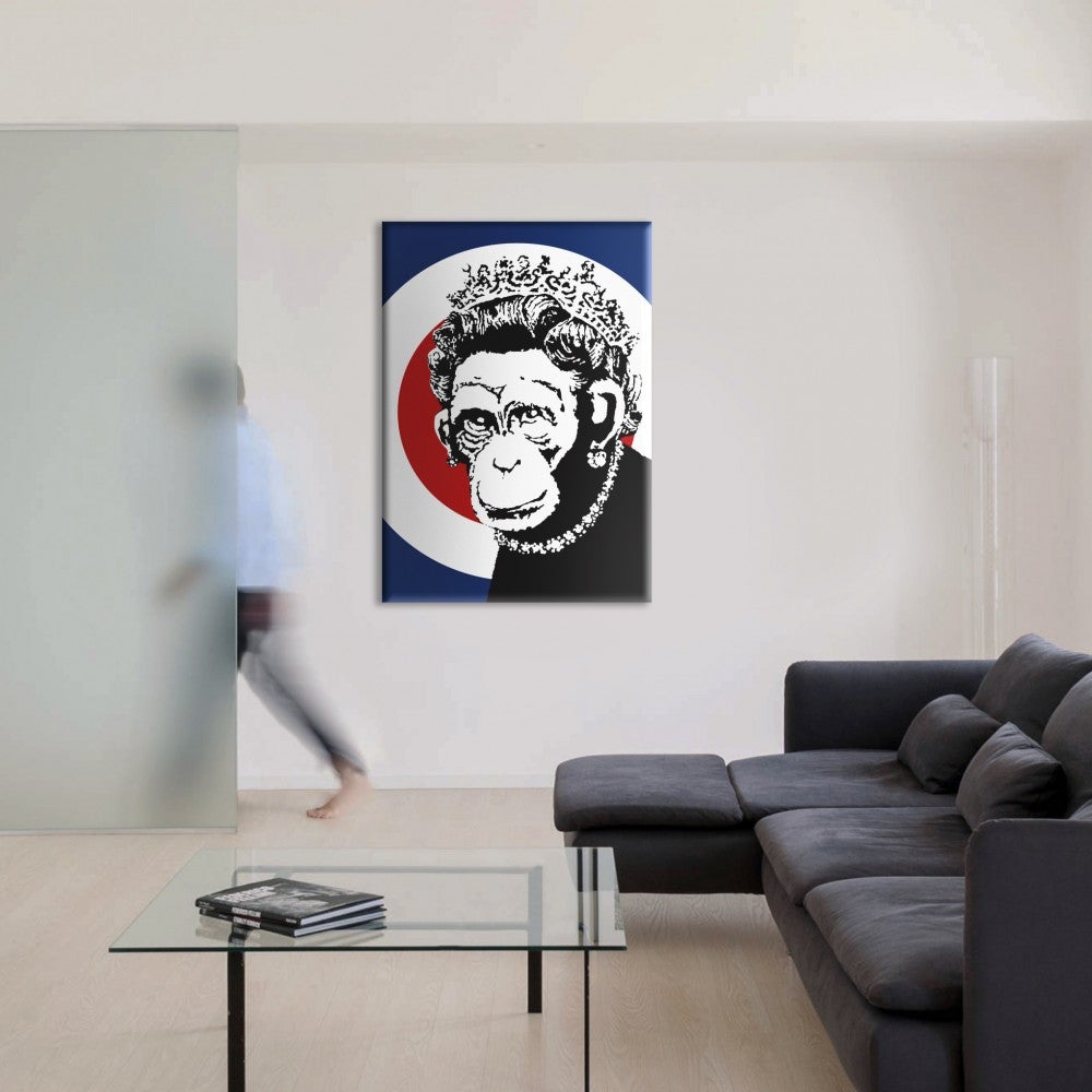 Monkey Queen - Banksy - Tableau Imprimé Sur Toile Et Monté Sur Châssis Bois 70x100 cm - 2