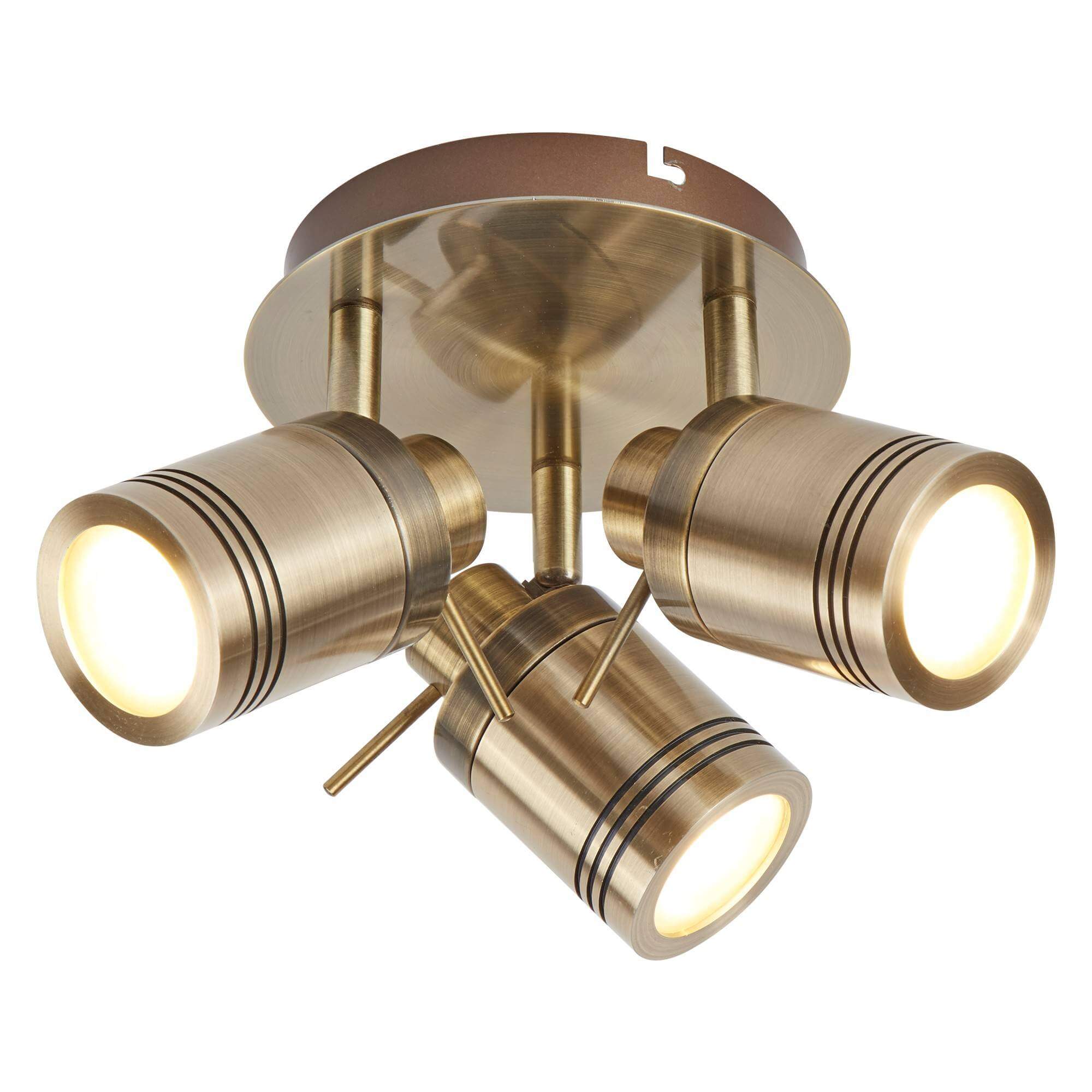 Plafonnier Rond 3 Spots SAMSON métal laiton antique IP44 SDB CLII GU10 3x5W Led max diamètre 28cm - 7