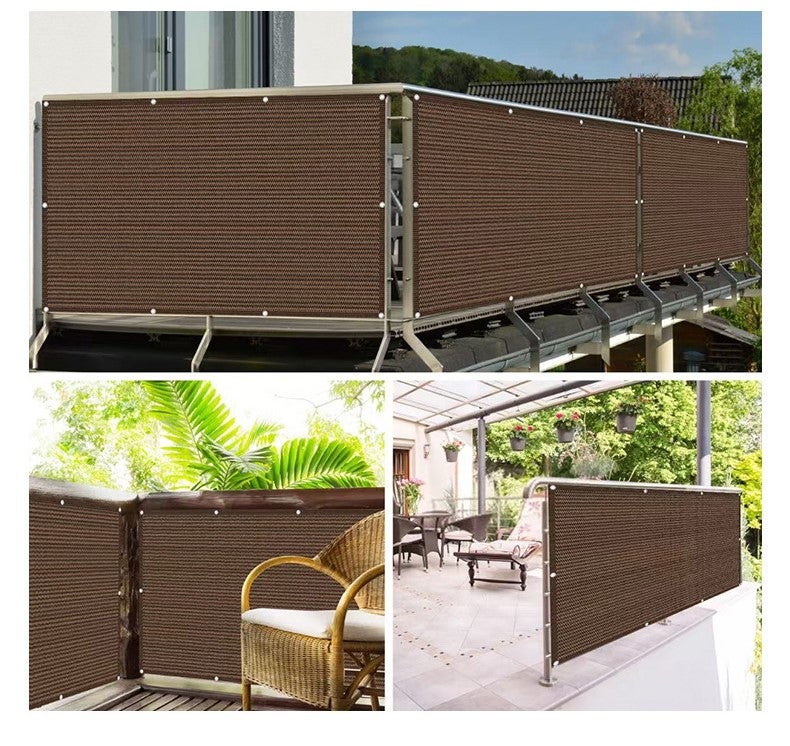 Toile d'ombrage perforée pour protection solaire et intimité, idéale pour balcon, terrasse, pergola (2 x 4 m) - Marron - 7