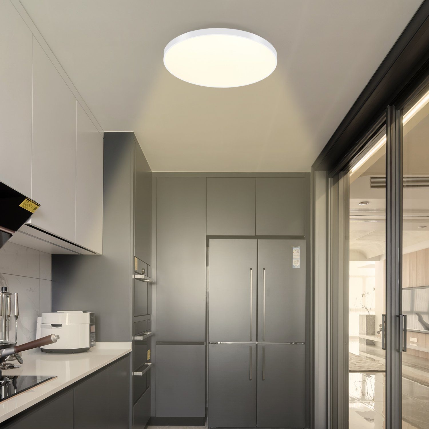 ZMH Lampa sufitowa LED ściemnialna IP44 37 x 2,5 cm