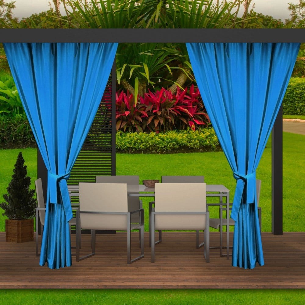 Cortinas de exterior 2x 155x200cm, cortinas de exterior azul, cortina de exterior para terraza, cortina para balcón, cortina de pérgola impermeable