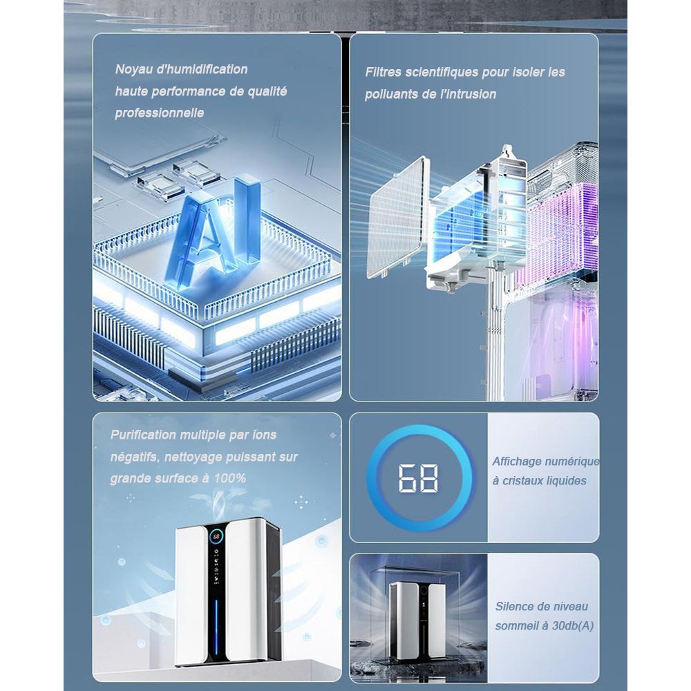 Deumidificatore intelligente ad alte prestazioni, silenzioso (30 dB) con display digitale e serbatoio da 3L - Ideale per ambienti fino a 30 m² - 2