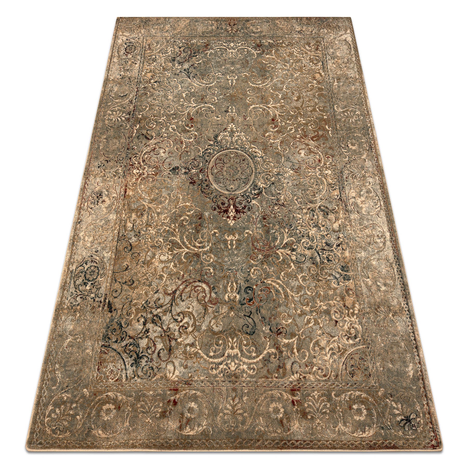 Dywan wełniany OMEGA LUMIER Ornament, vintage iron zielony 235x350 cm