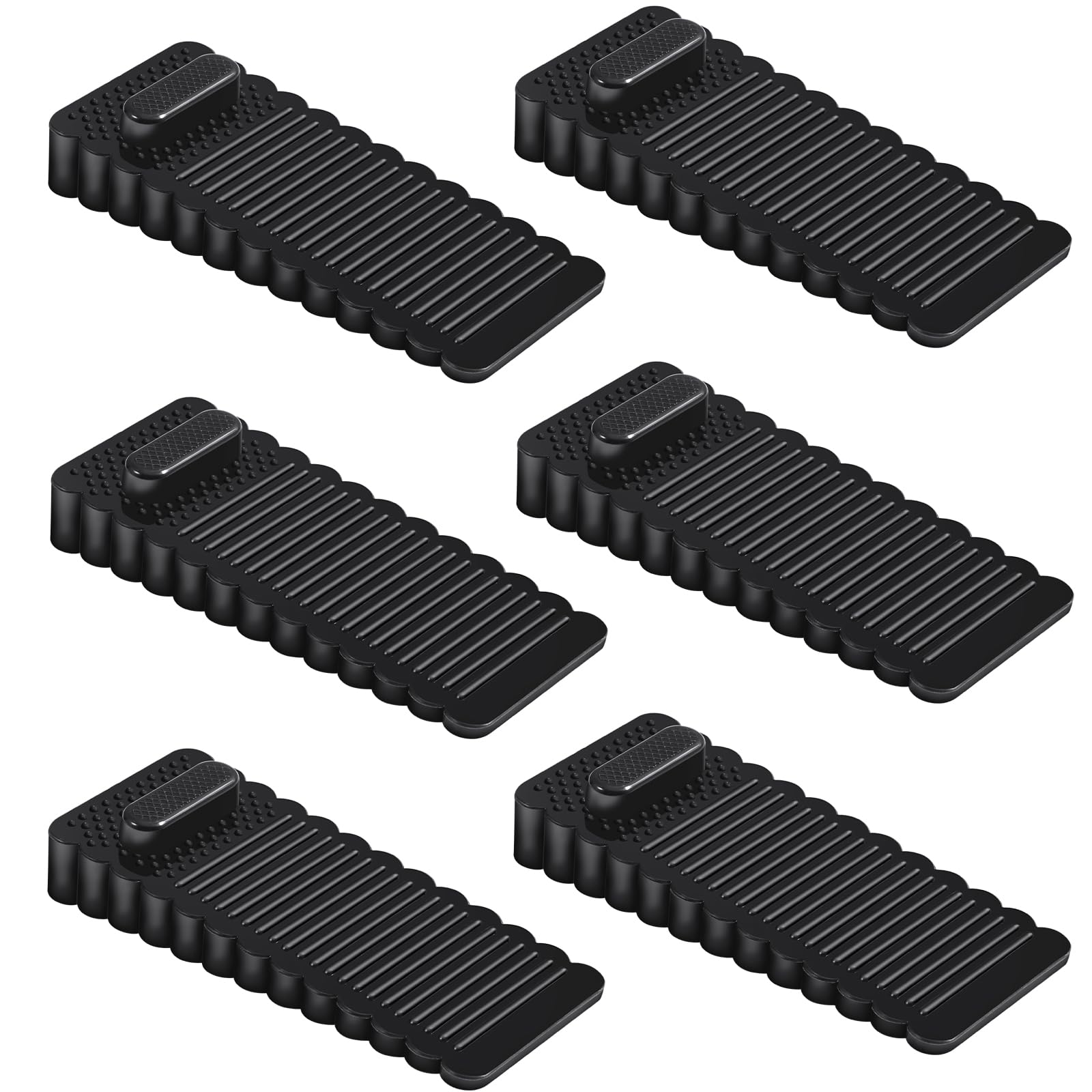 6 Fermaporta Da Pavimento Regolabili - Impilabili, Antiscivolo Per Tutte Le Porte - Nero - Foto 6