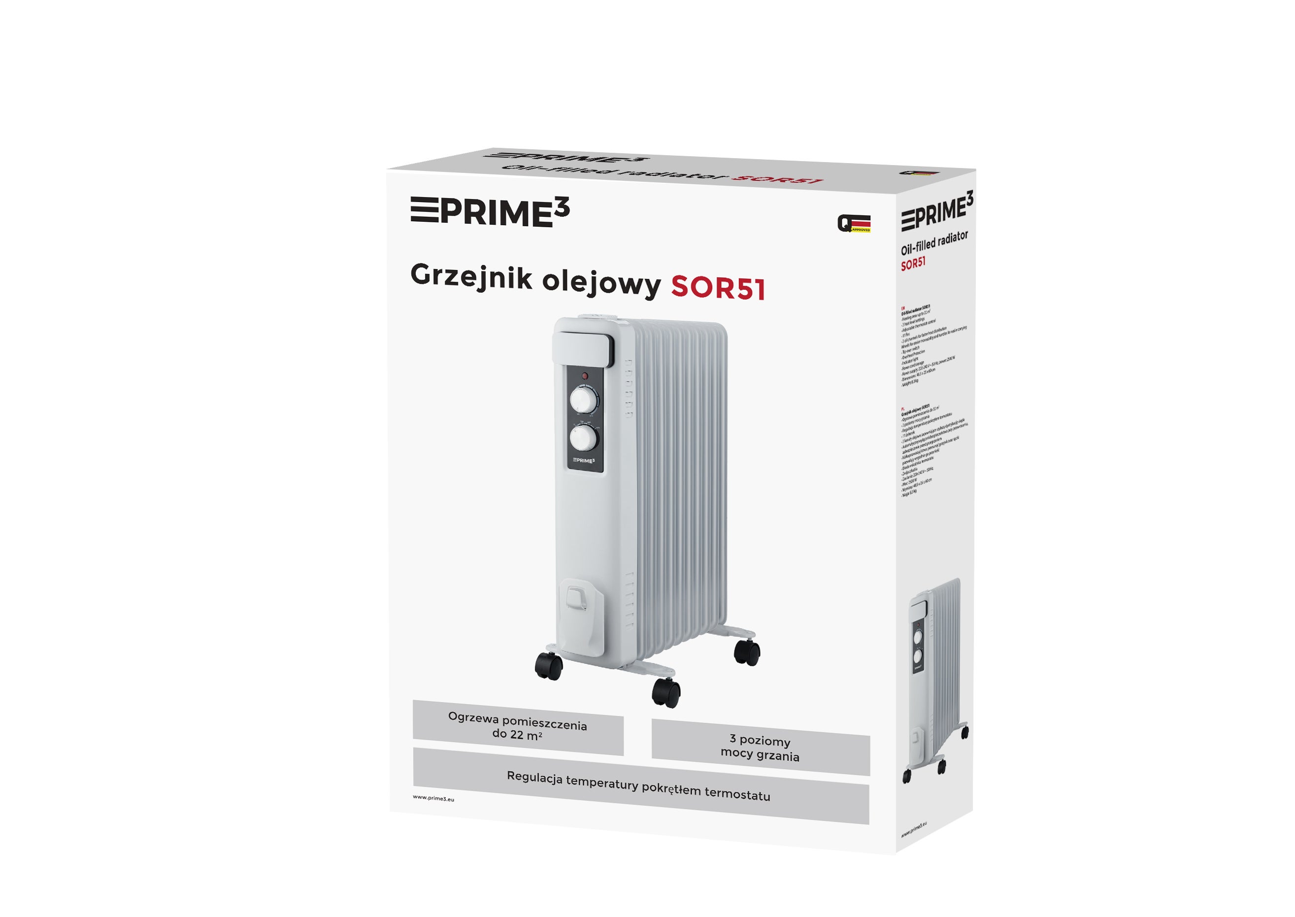 Grzejnik olejowy do 22m² 2500W PRIME3 SOR51 - 2