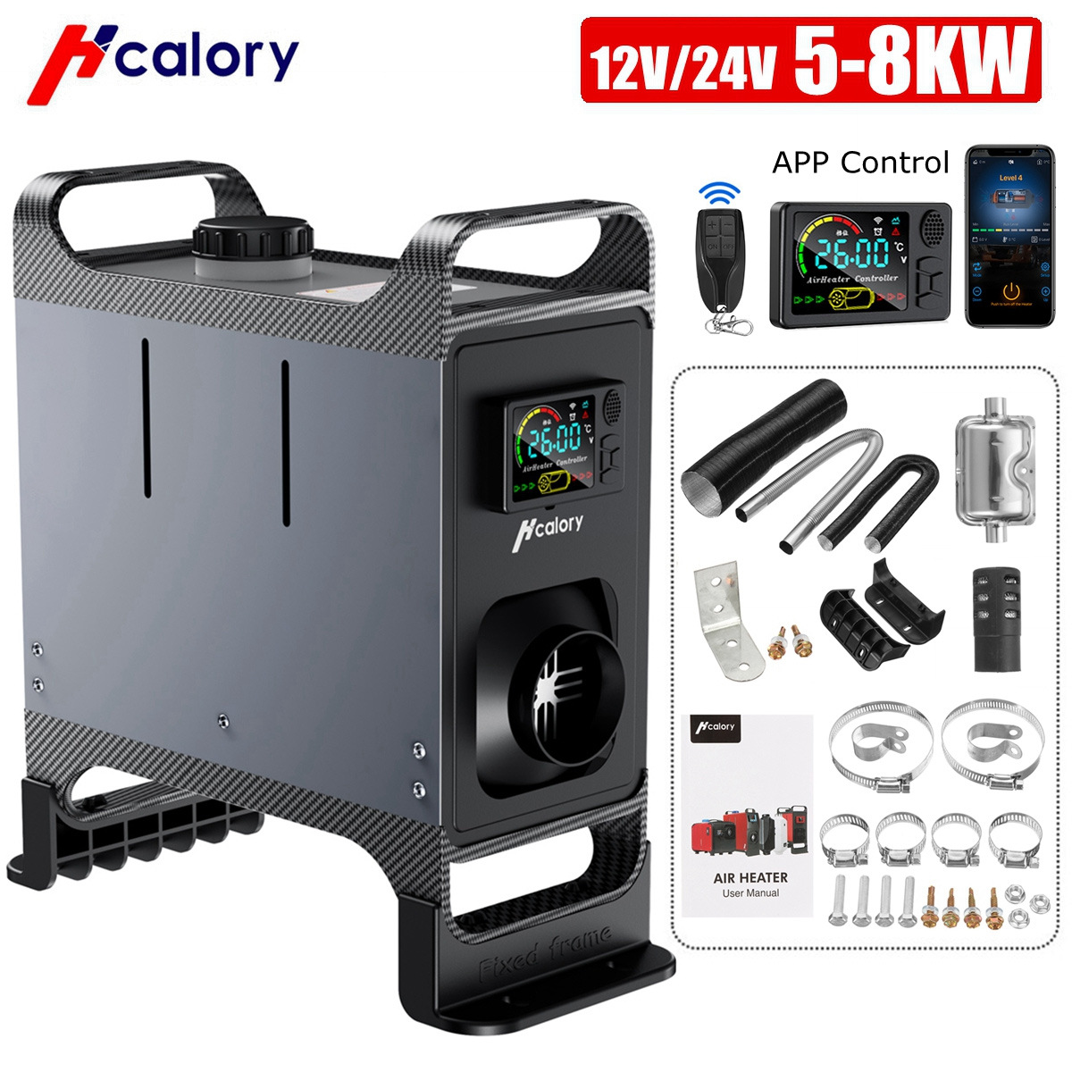 Sonnewelt Riscaldatore diesel da 12 V, 5 KW, riscaldatore ad aria diesel, riscaldamento ad aria