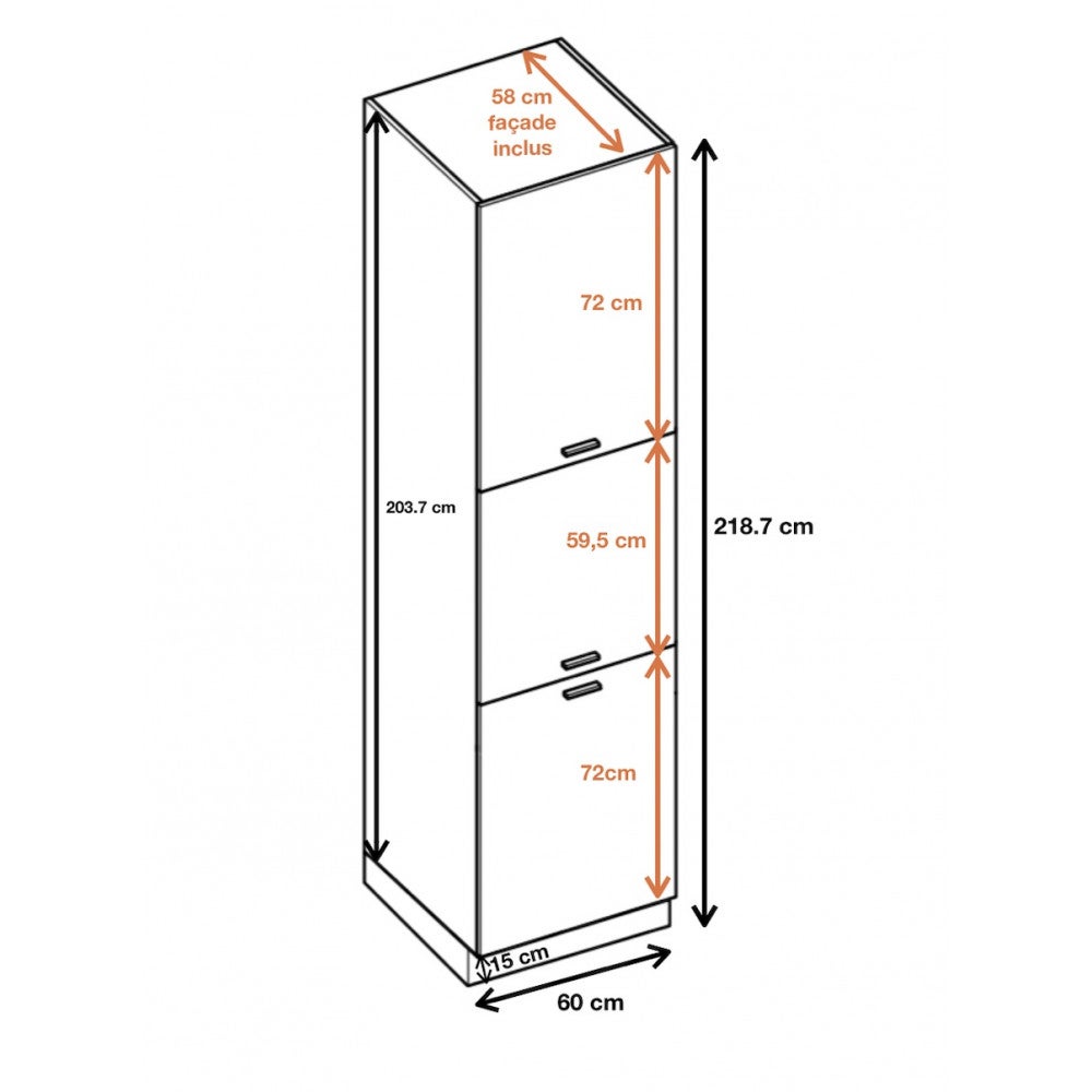 Cuisineandcie - Colonne de cuisine Bellissi Chene 3 portes L 60 cm - 2