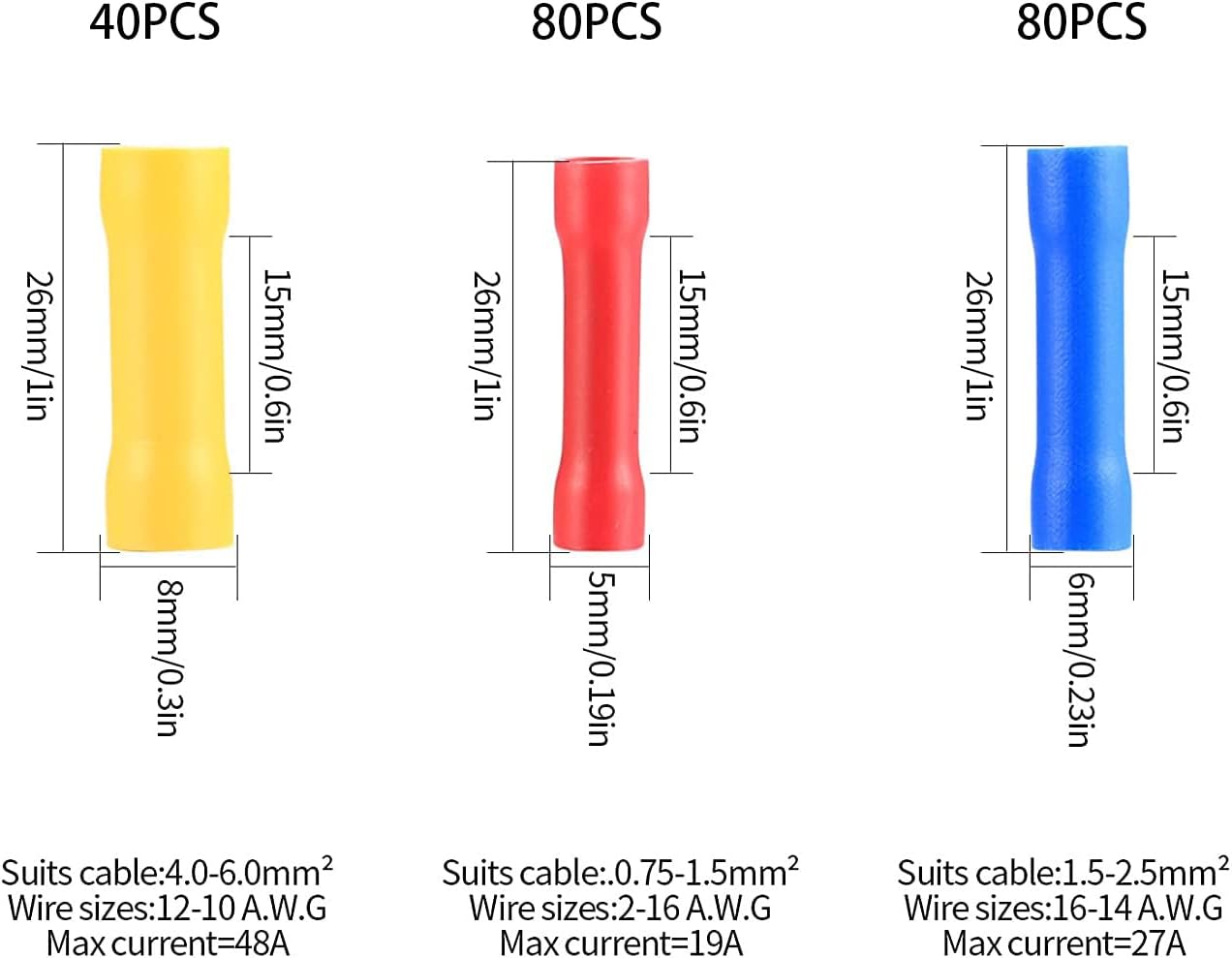 Lot De 200 Connecteur Electrique, Manchon A Sertir, Isolant Cosse Electriques Bornes A Sertir De Fil Electrique Droites Connecteurs A Sertir 95472964