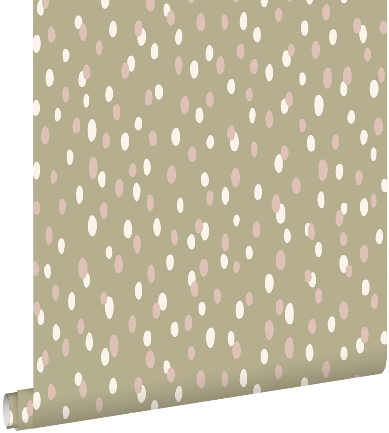 Tapeta kropki szaro zielonym - 50 x 900 cm - ESTAHOME